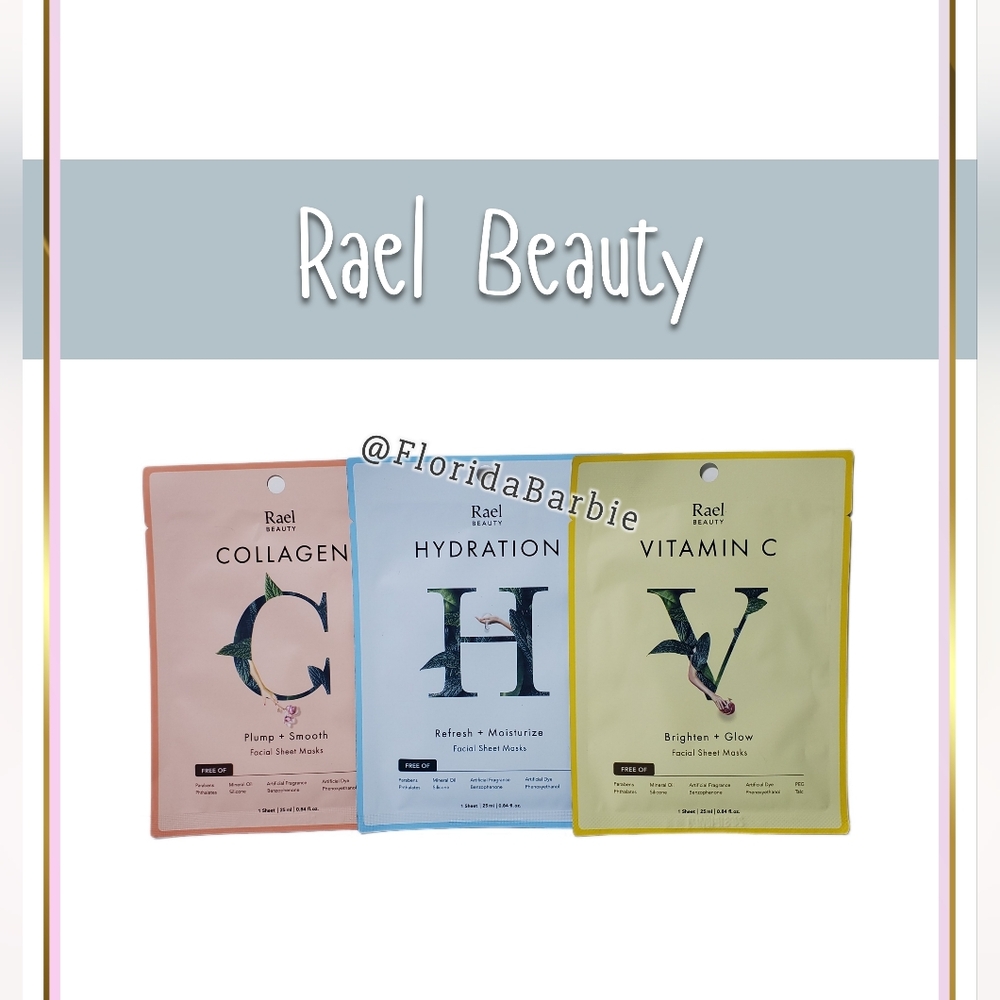 Rael Beauty Sheet Mask Trio - Collagen Hydration Vitamin C Serum Mask Skincare